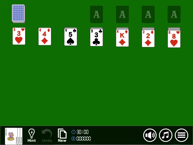 tela de jogo de 'Klondike'