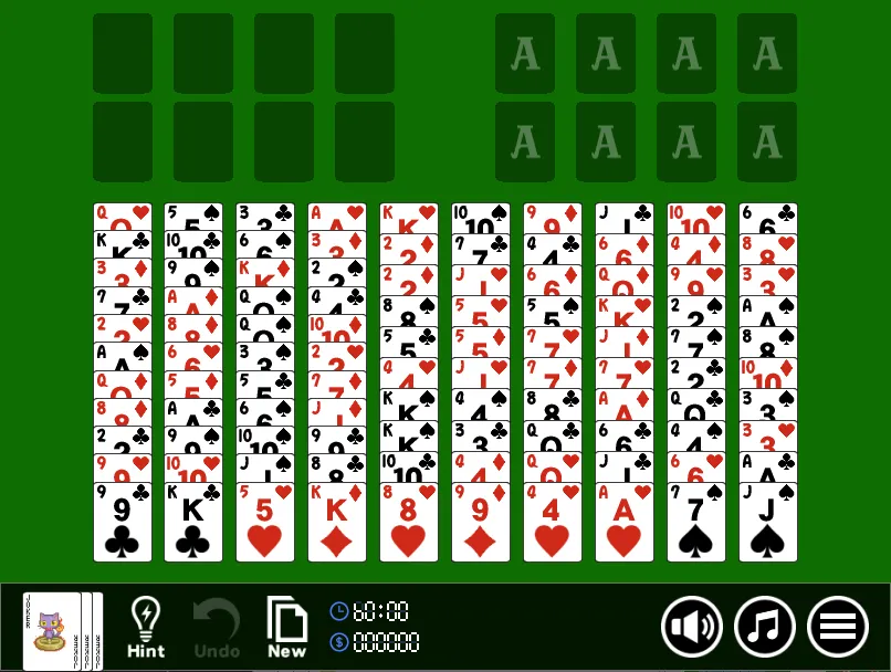 tela de jogo de 'Double FreeCell'