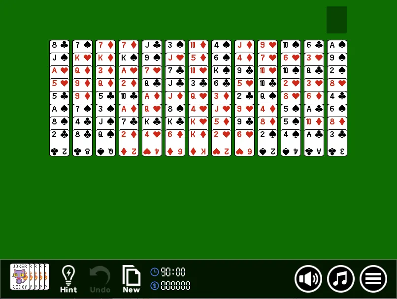 layar permainan 'Mrs. Mop Solitaire'