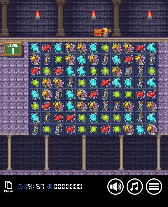 layar permainan 'Mogumogu Puzzle Castle'