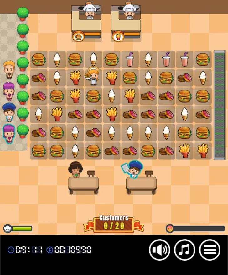 layar permainan 'Puzzle Diner'